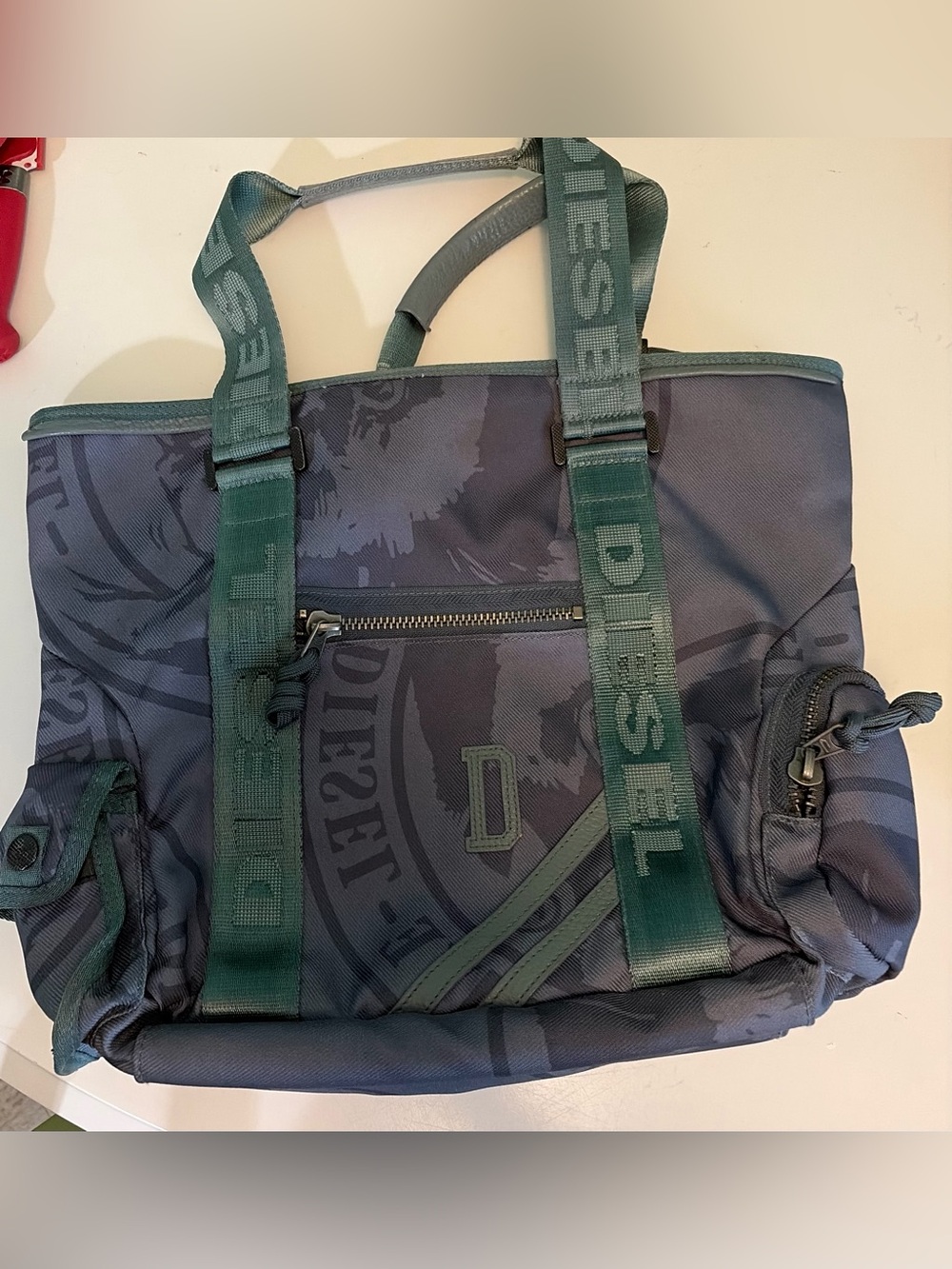 Vintage Y2K Diesel Utility Canvas Tote Green Cargo Shoulder Bag